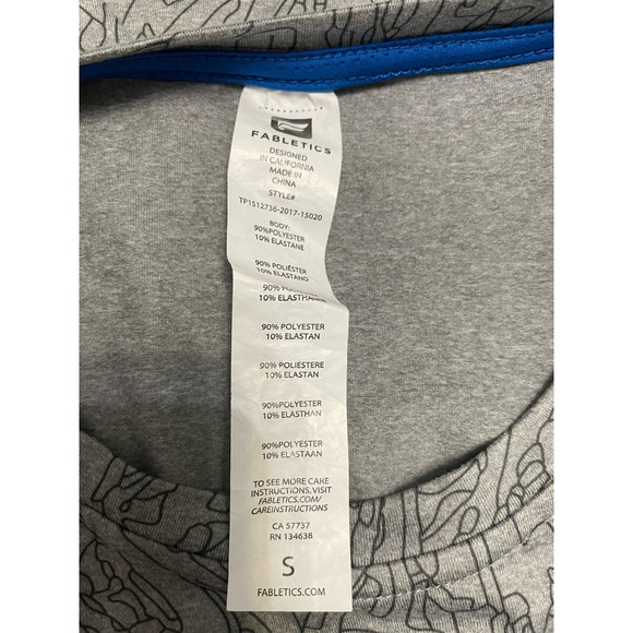 Fabletics Tank Top Crew Neck Sleeveless Abstract Pattern Lightweight Gray Small - Picture 9 of 9